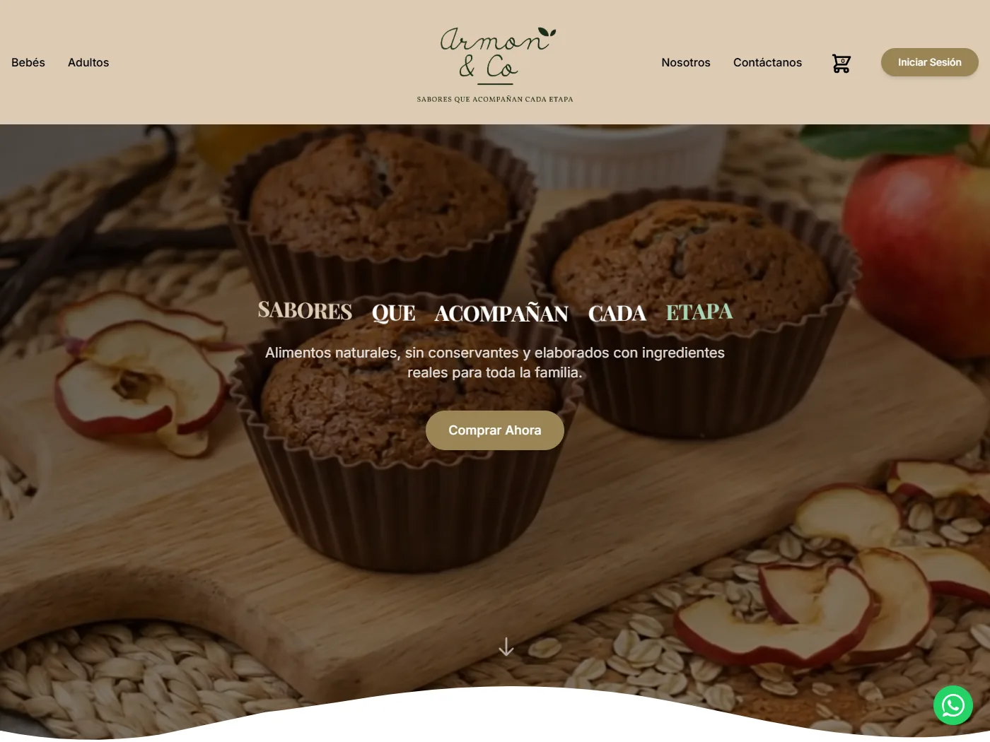 Portada del sitio de Armon & Co, tienda online de alimentos naturales