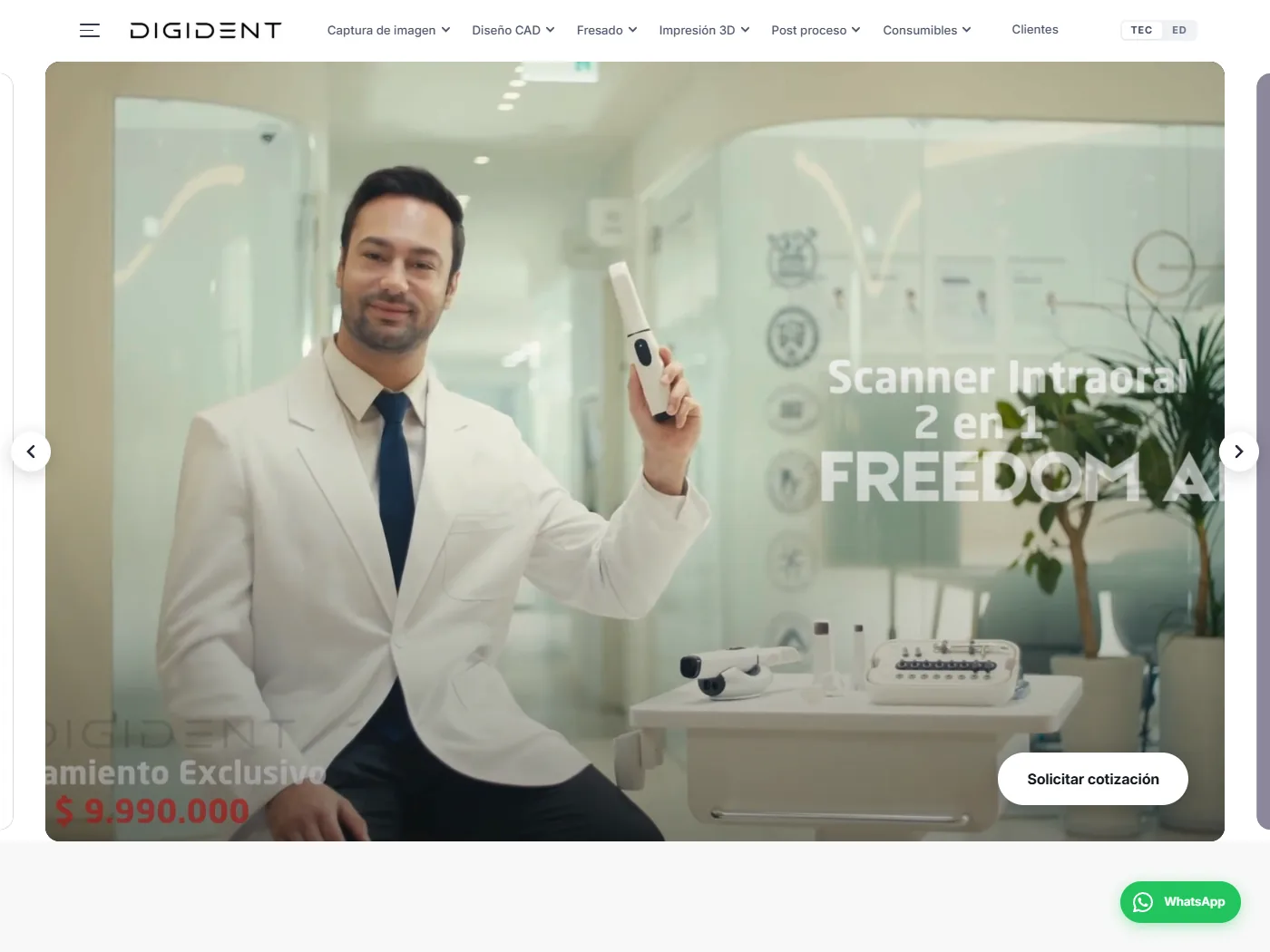 Portada del sitio de Digident, distribuidor de tecnología CAD/CAM dental