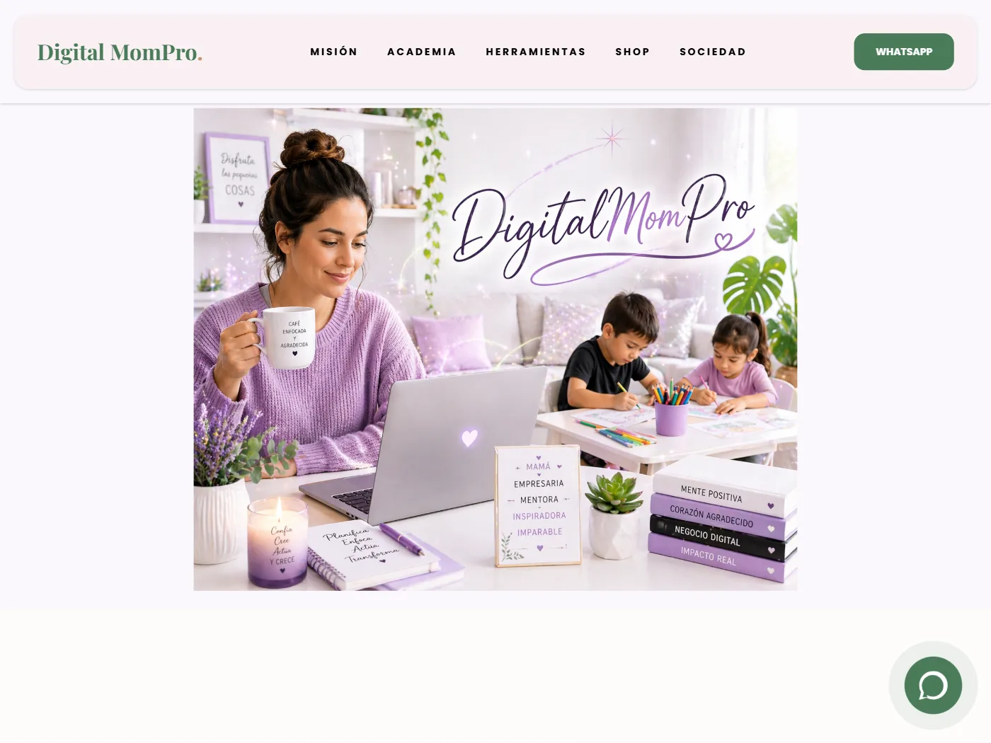 Portada del sitio de Digital MomPro, comunidad y academia para mamás emprendedoras